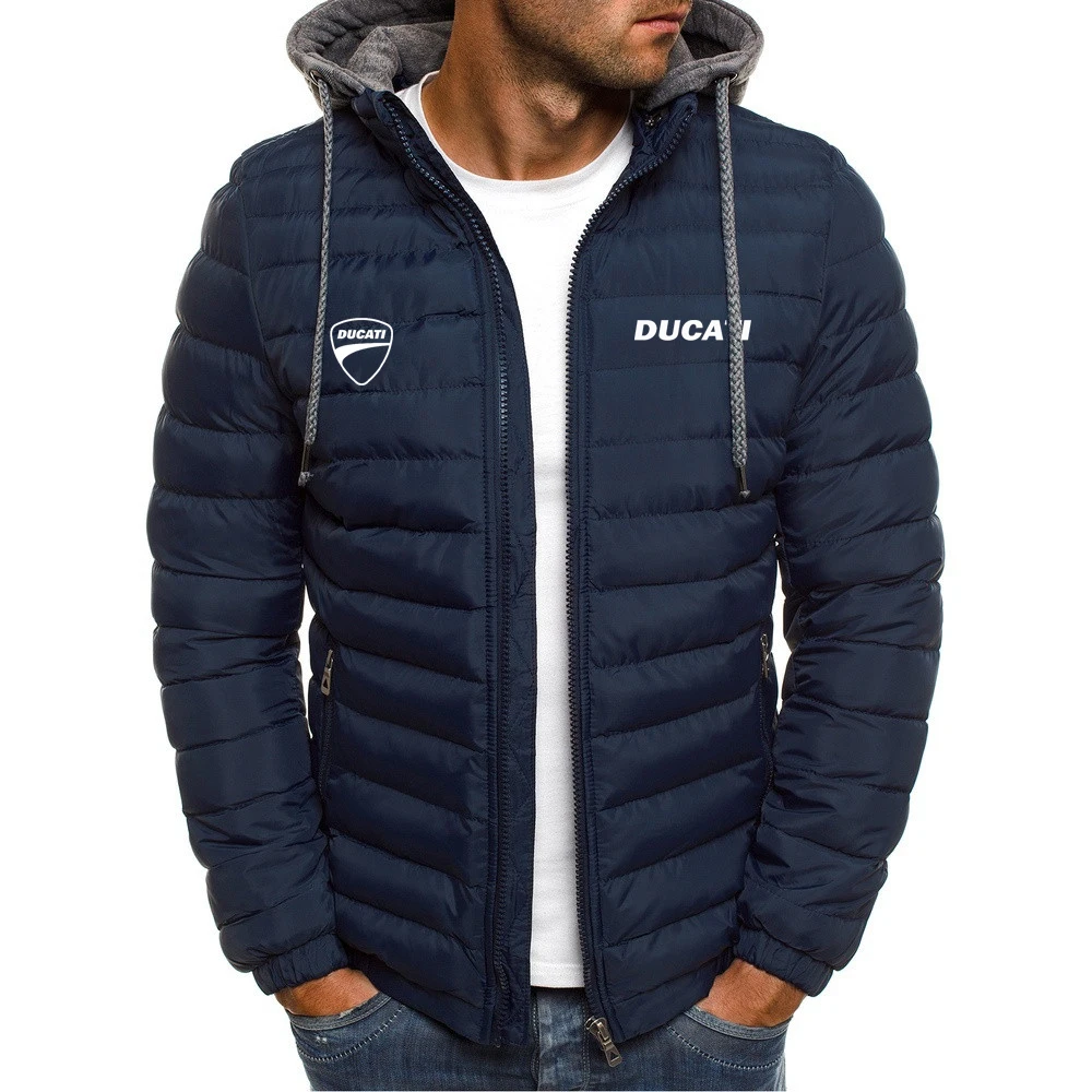 

Motorcycle For Ducati 2023 Men's High Quality Classic Fashion New Cardigan Zipper Print Hooded Cotton Pad Jacket Coat