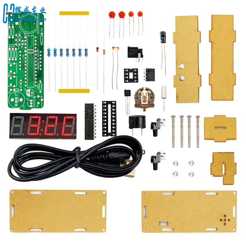 4-Digit Digital DIY Clock Kit with Acrylic Shell - Soldering Practice