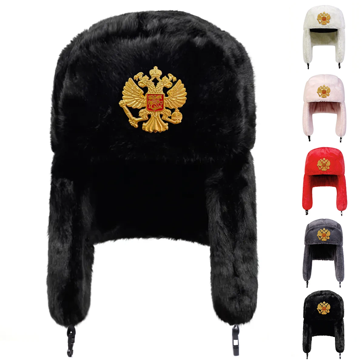 Unisex Double headed Eagle Label Lei Feng Hat Winter Earflap Hat Keep Warm Ski Bomber for Outdoor Riding Snow Activities winter hat,earflap hat