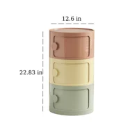 Круглая тумбочка с ящиками, пластиковый столик для спальни в скандинавском стиле, прикроватный шкаф для хранения, портативная мебель для тумбочки — изображение 6