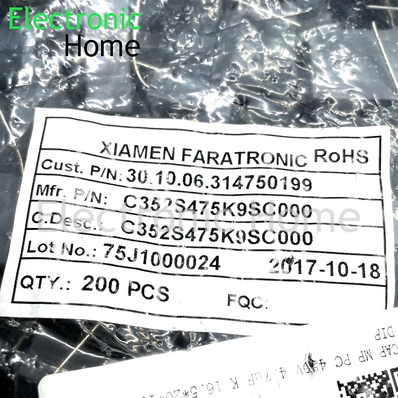 Xiamen Farah MKP25 475 4.7uf 4u7 450v 400v Safety film capacitor C352S475K 26x19x10.5mm Foot distance 22.5mm 5PCS/LOT