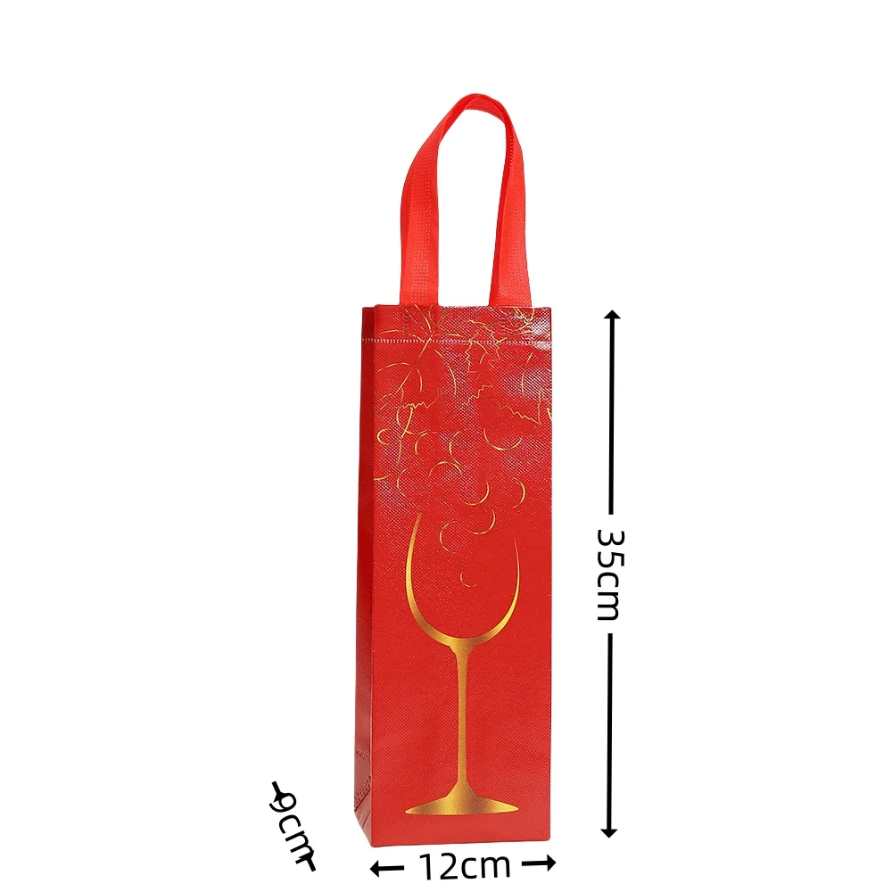 Luxury Non-Woven Wine Bottle Gift Bags – Reusable Tote with Golden Wine Glass Design, W... - SKU NWBB1406 - UGI Packaging