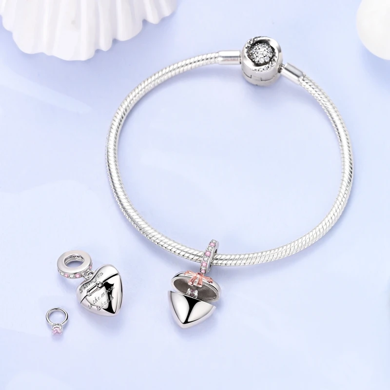 925 Sterling Silver Charms Beads Infinite Love Heart For Women DIY Jewelry