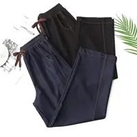 Fashion Plus Size Women's Jeans 2025 Autumn New Style Drawstring Elastic Waistline Lyocell Casual Bright Line Harem Pants 8592 - Image 4