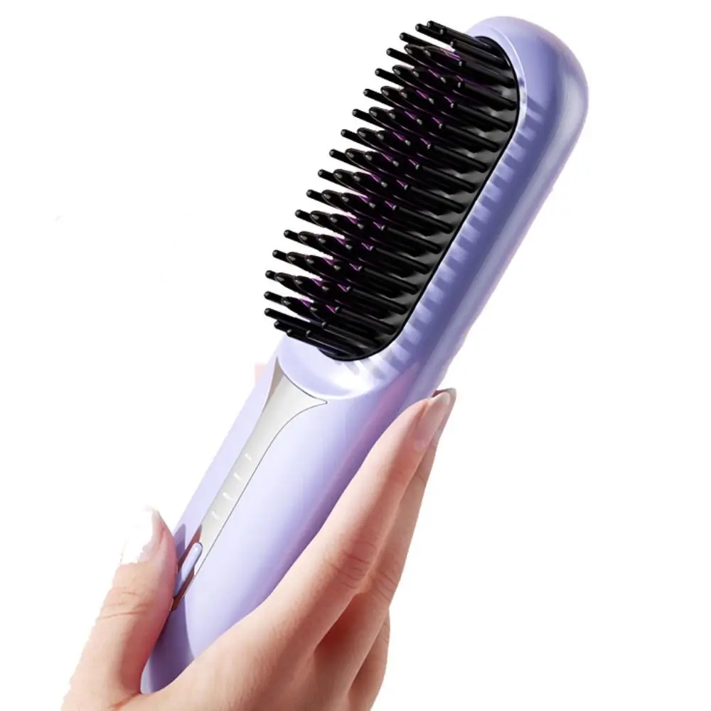 Fast Heating Wet Dry Hair Straightener Negative Ions USB Charging Portable Hair Comb Professional Wireless Heating Comb
