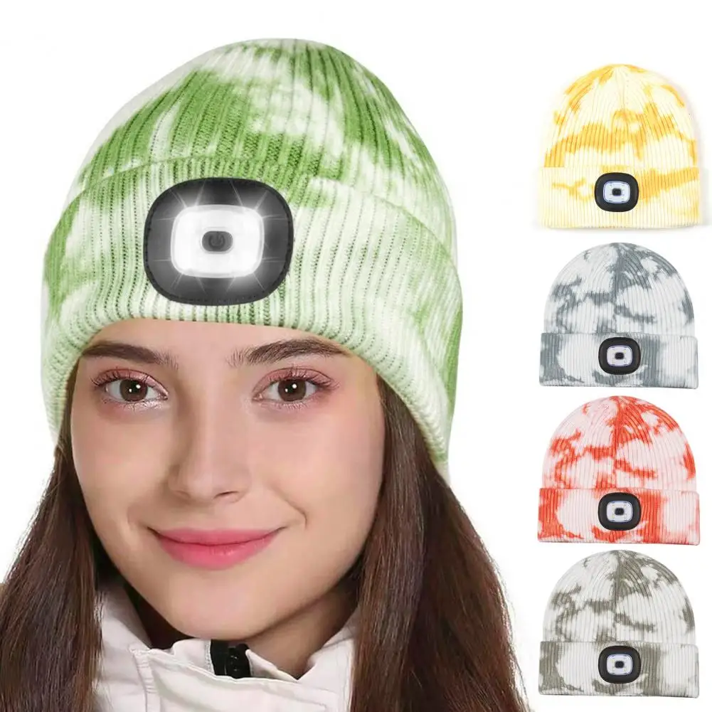

Led Light Knitted Hat Warm Elastic Beanie Autumn Winter Outdoor Sports Night Hiking Fishing Camping Glow Bonnet Unisex Headlight
