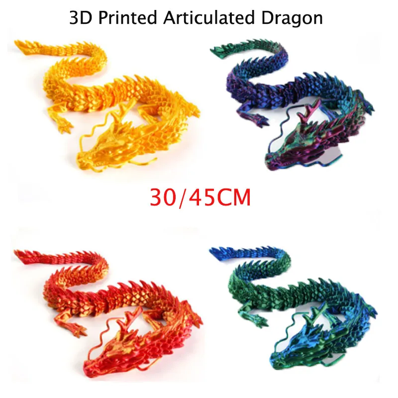 

3D Печатный шарнирный дракон, китайский дракон, гибкая реалистичная модель, украшение для дома и офиса, детские подарки
