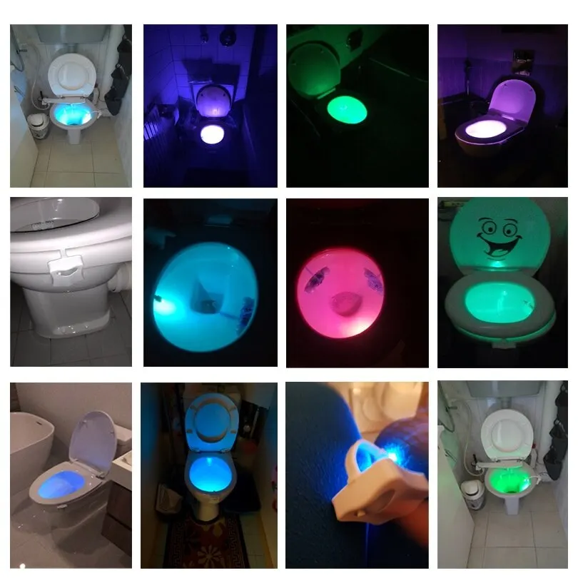 Toilet Light Motion Sensor LED Night Lights 8 Colors Washroom Toilet Lamp Bowl Lighting For Bathroom Washroom