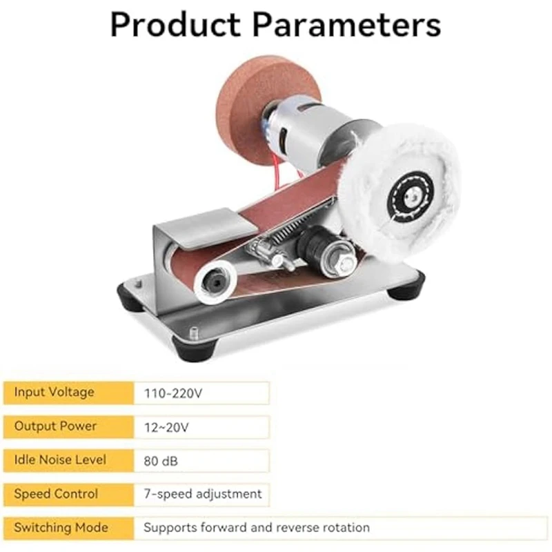 BHBD-Mini Belt Sander-Power Belt Sanders,Small Bench Sander Machine,7 Gear Adjustable Speed Electric Sander
