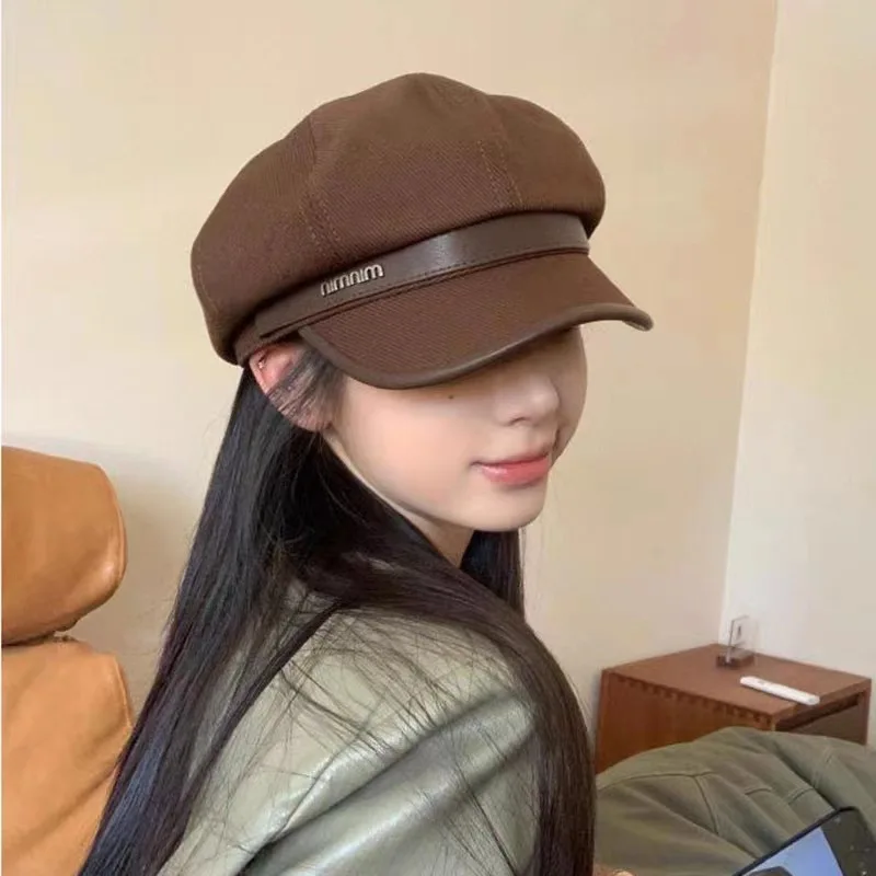 Panamanian women's warm duck tongue octagonal hat for autumn and winter vintage and elegant Belle painter hat Cap H205
