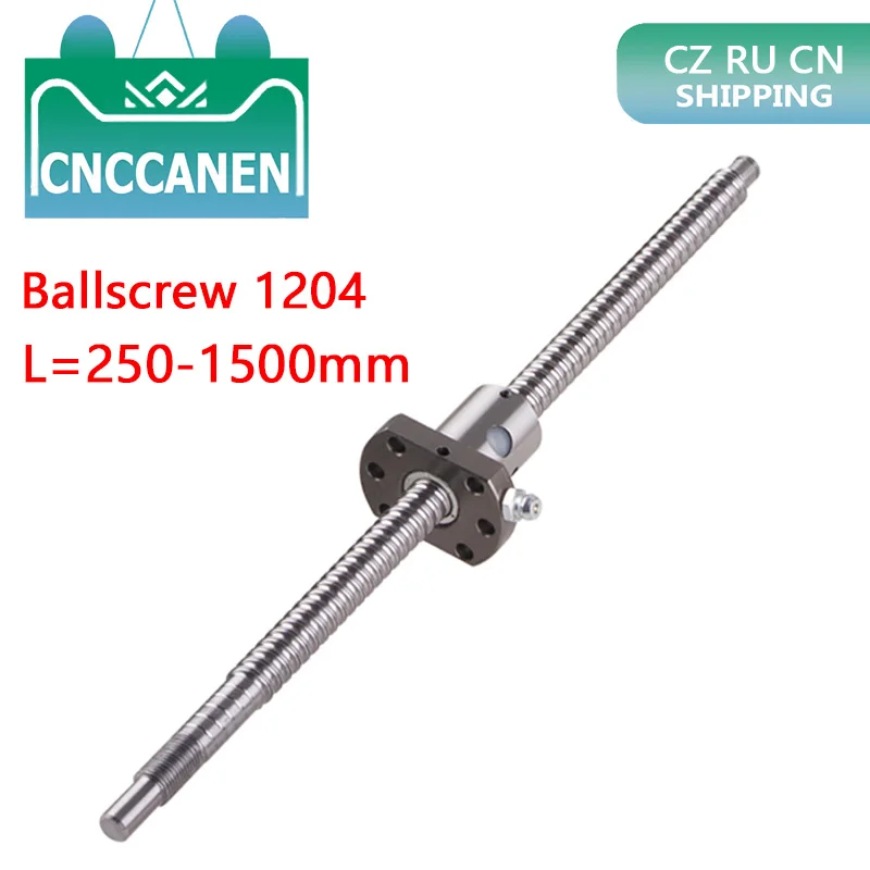 Parafuso de Esferas com Flange c7 Roller Ballscrew Porca de Esfera Única Peças Cnc Usinadas 250 mm 300 mm 500 mm 600 mm 800 mm 1000 mm Sfu1204