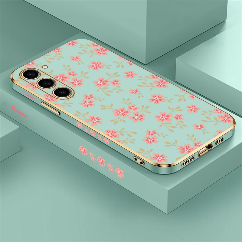 Elegant Floral Silicone Shockproof Back Cover - Plating Finish