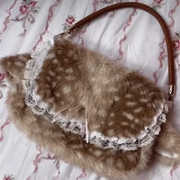 Sac à main en peluche motif cerf, mignon, Ins Kawaii, sac de banlieue pour femmes, sac à bandoulière polyvalent, nouvelle collection automne hiver 1