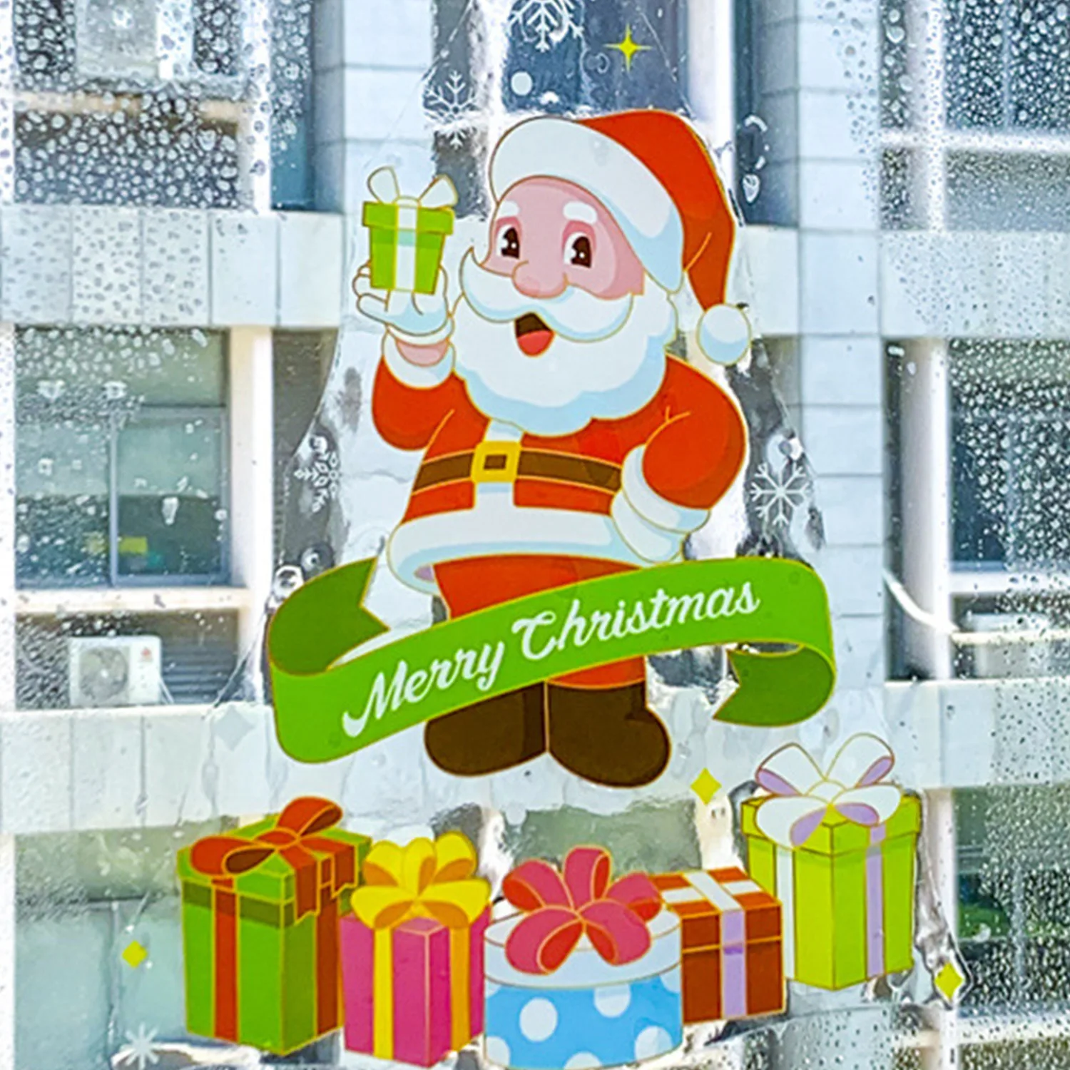 Christmas Decoration Window Stickers Cartoon Elk Santa Claus Snowman Xmas Mirror Stickers Merry Christmas Sticker New Year