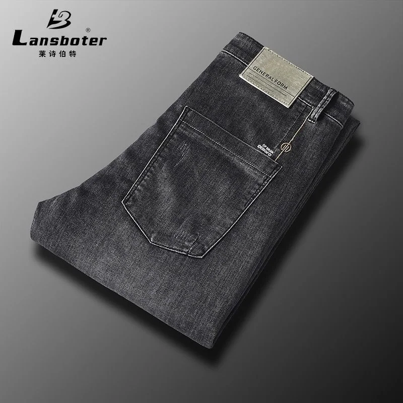 

Leishbert Spring Summer Jeans Men's Straight Tube Elastic Thin Denim Pants Fashion Casual
