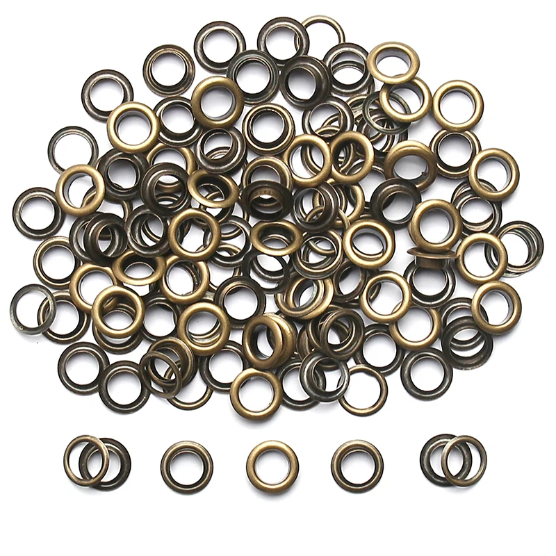 100sets Bronze 3mm-20mm Brass Eyelet Grommet with Washer Leather Round Eye Rings For Shoes Bag Belt Hat Curtain Scrapbooking