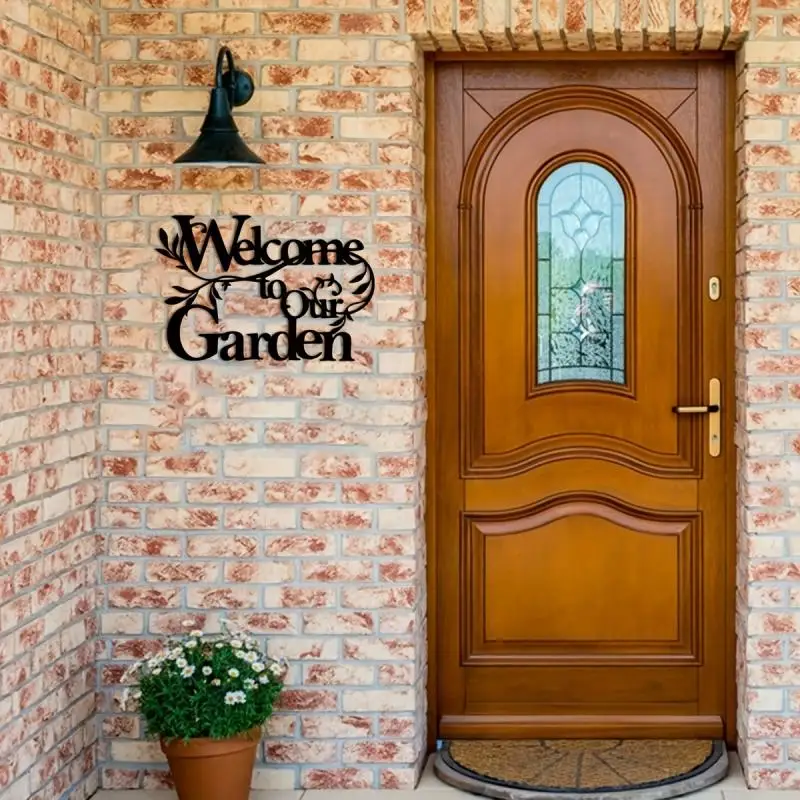 Welcome To Our Garden Sign Metal Garden Sign Decorative Wall Hanging