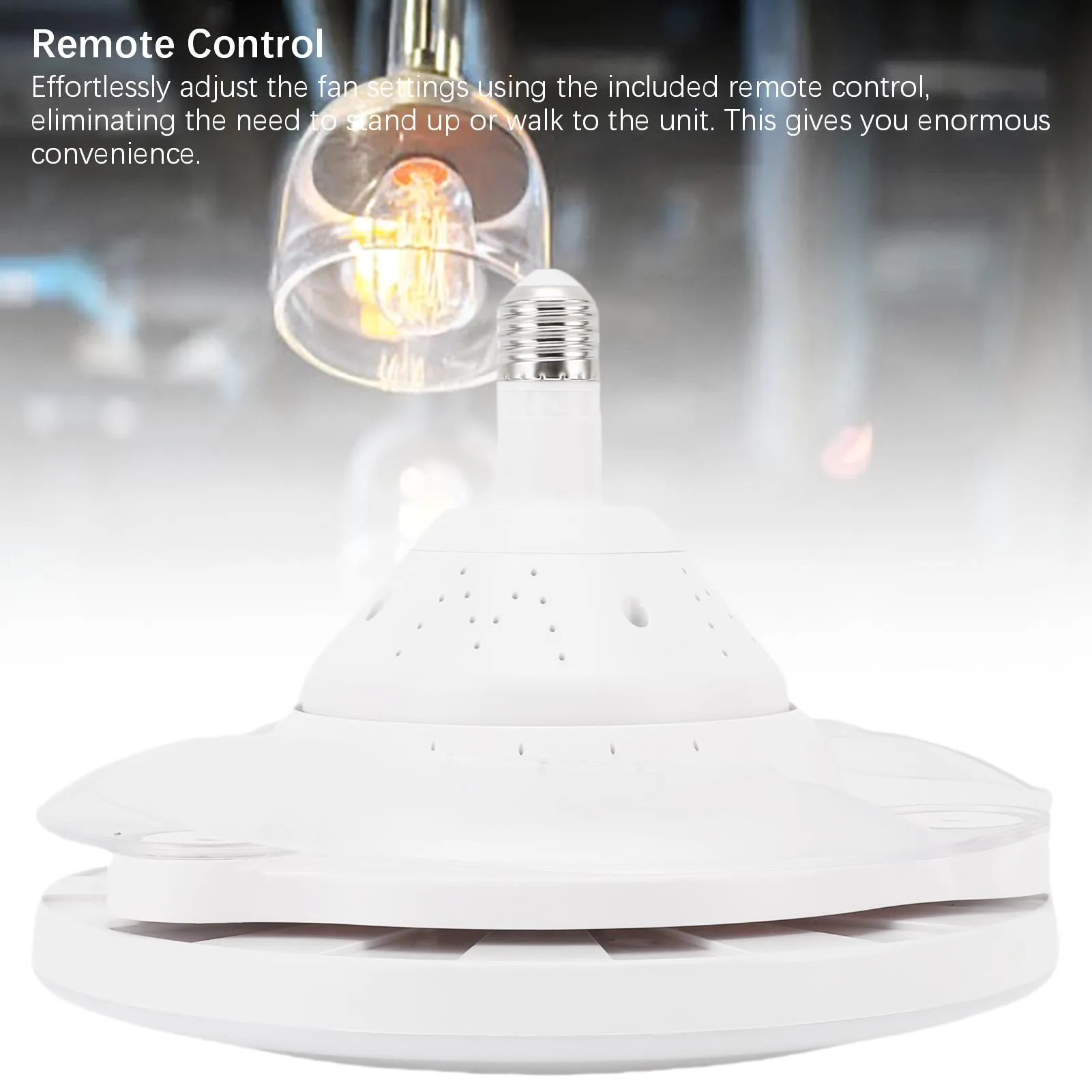 Remote Control Ceiling Fan Light E27 E26 Screw in Quiet Dimmable 3 Speed Adjustable Foldable Blades Fan Light for Kitchen