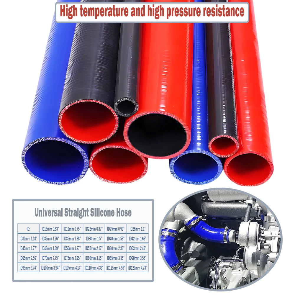 Reinforced straight silicone intercooler tube pipe coolant hose air intake pipe water hose ID16-120mm silicone tube