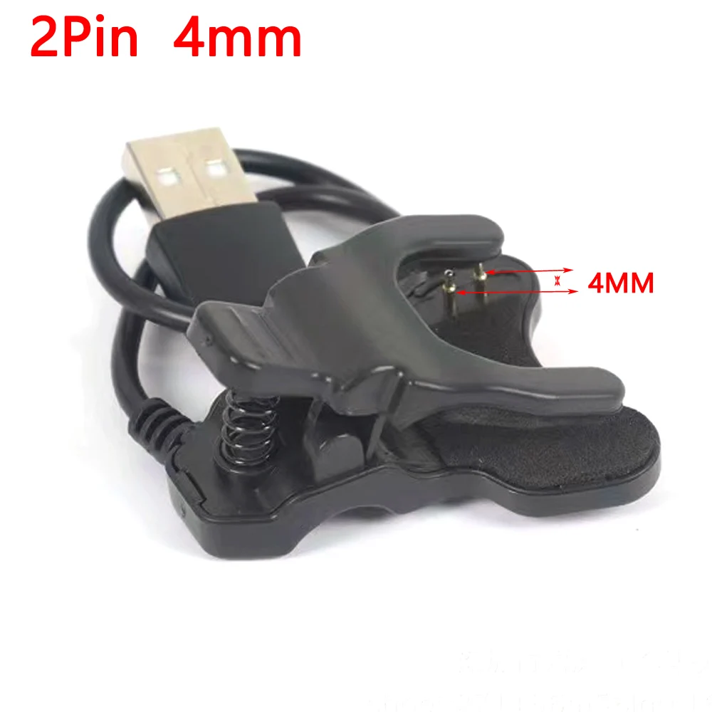 

1pcs Free freight New for Smart Watch Universal USB Charging Cable Charger Clip 2/4 Pins Space between 4/3/8/9 mm Black