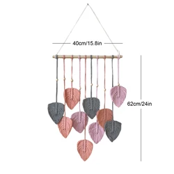 Bohemian Leaf Macrame Tapestry - Chic Woven Wall Art Decor (Purple pink)
