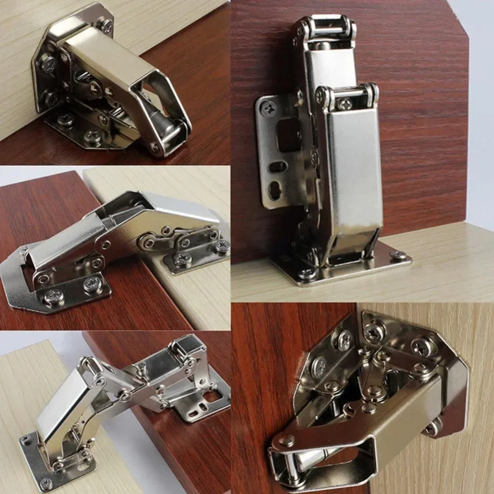 Stainless Steel Cabinet Hinges 90 Degree No-Drilling Hole Cupboard Door Hinge Home Kitchen Furniture Hardware