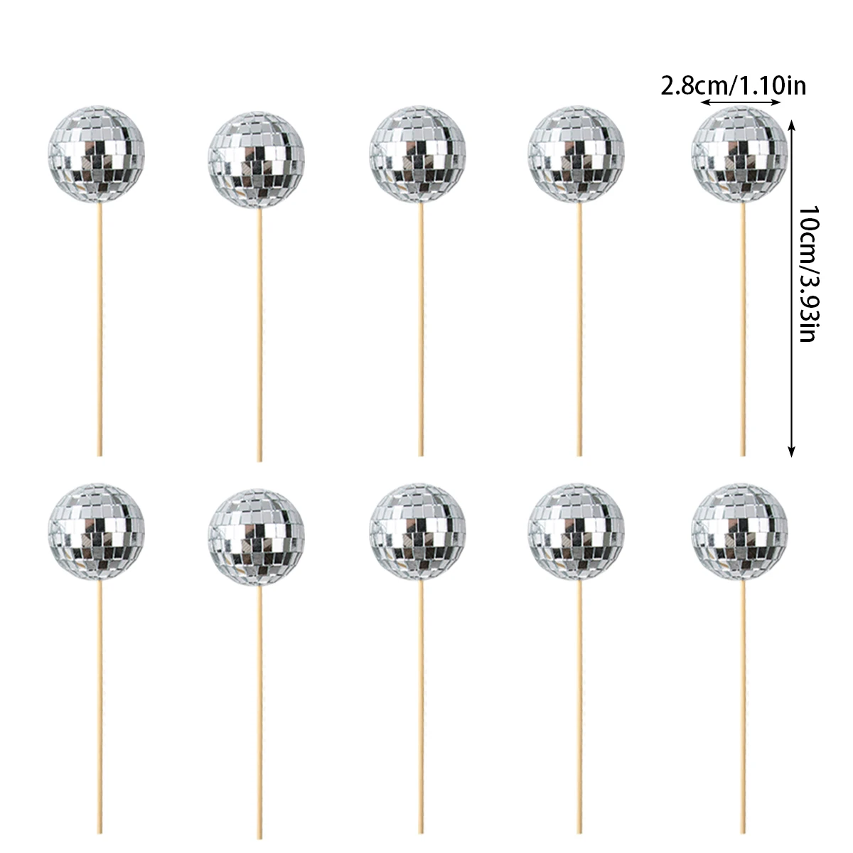 Spiegelkugel Kuchen Dekoration Silber Disco Ball Kuchen Topper Retro Disco Prom Club Party Cupcake Topper Hochzeit Geburtstag Lieferungen – Detail 9