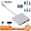 MnnWuu USB C HUB to HDMI-compatible For Macbook Pro/Air Thunderbolt 3 USB Type C Hub to HDMI-compatible USB 3.0 Port USB-C Power 1