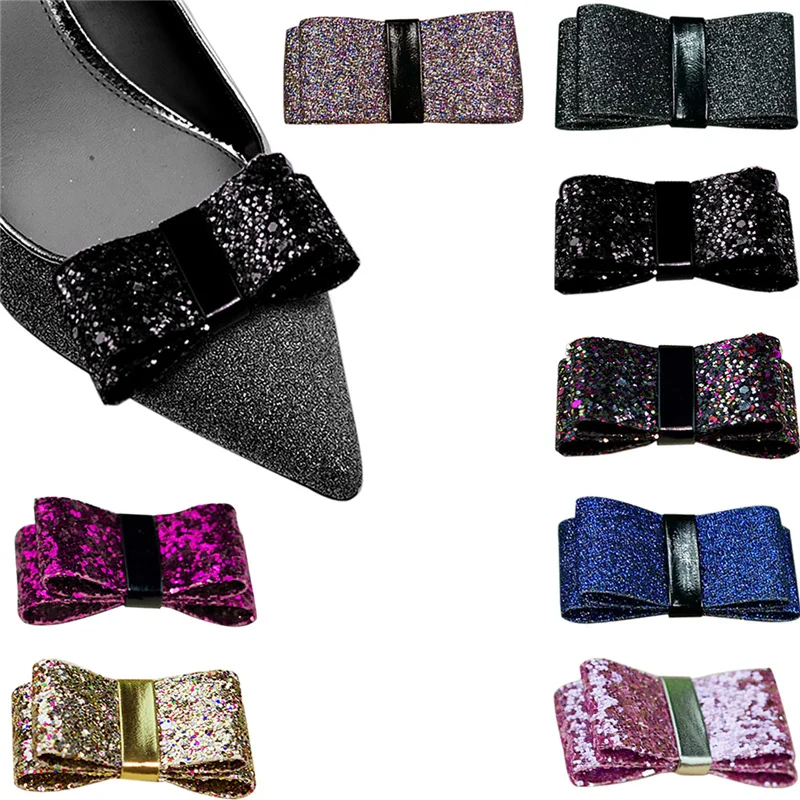 

Decorative Shoe Clips Detachable Shoe Embellishment Sequin Bow Flats Decoration Classic Women High Heel Accessories DIY 2 Pcs