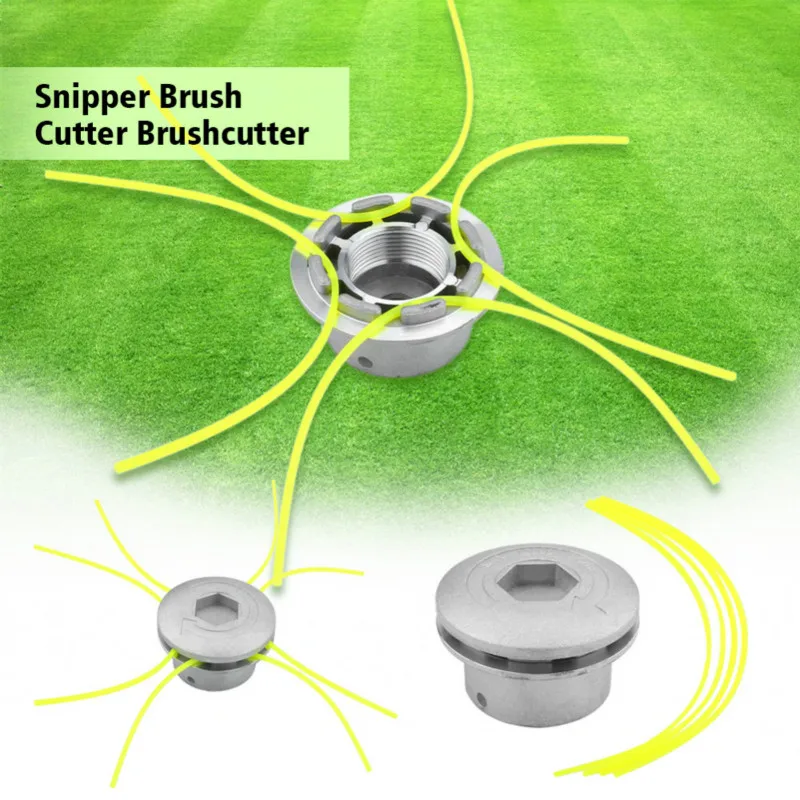 Grass Trimmer Head Aluminum Trimmer Head Silver Aluminum Grass Trimmer Head Brush Cutter Head Thread Nylon Grass Cutting Line for Lawn Mower