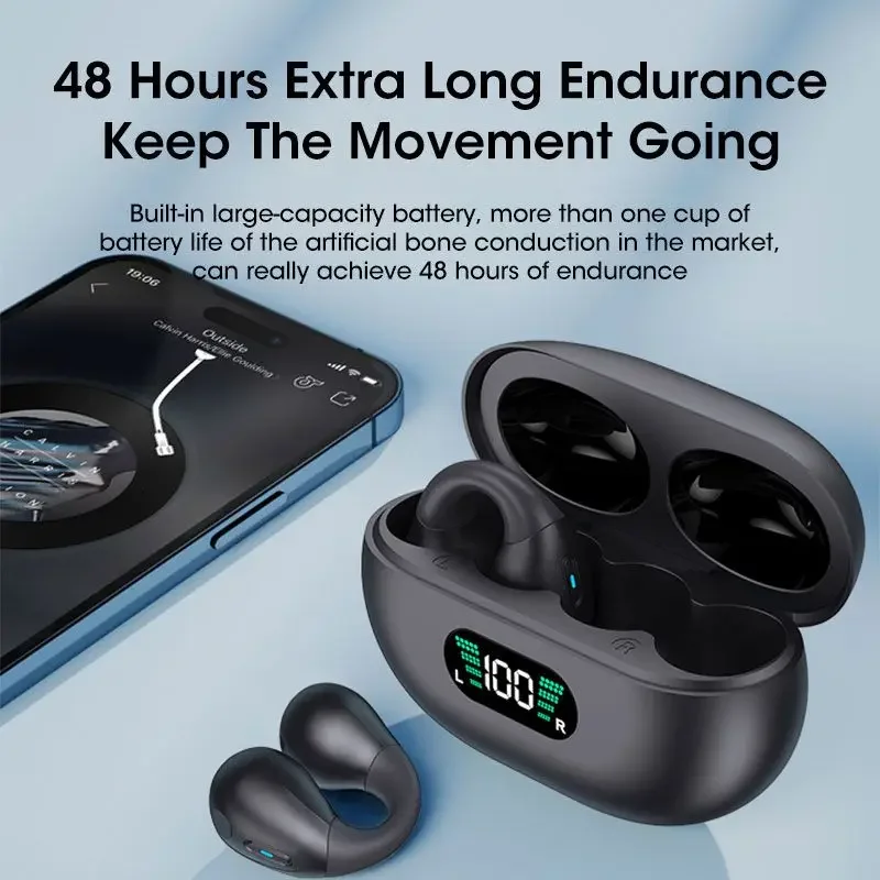 TWS for Ambie Wireless Earphones Bluetooth 5.3 Headphones Bone Conduction Headset Sport Earbuds Sound Earcuffs 1:1 Ear Earring