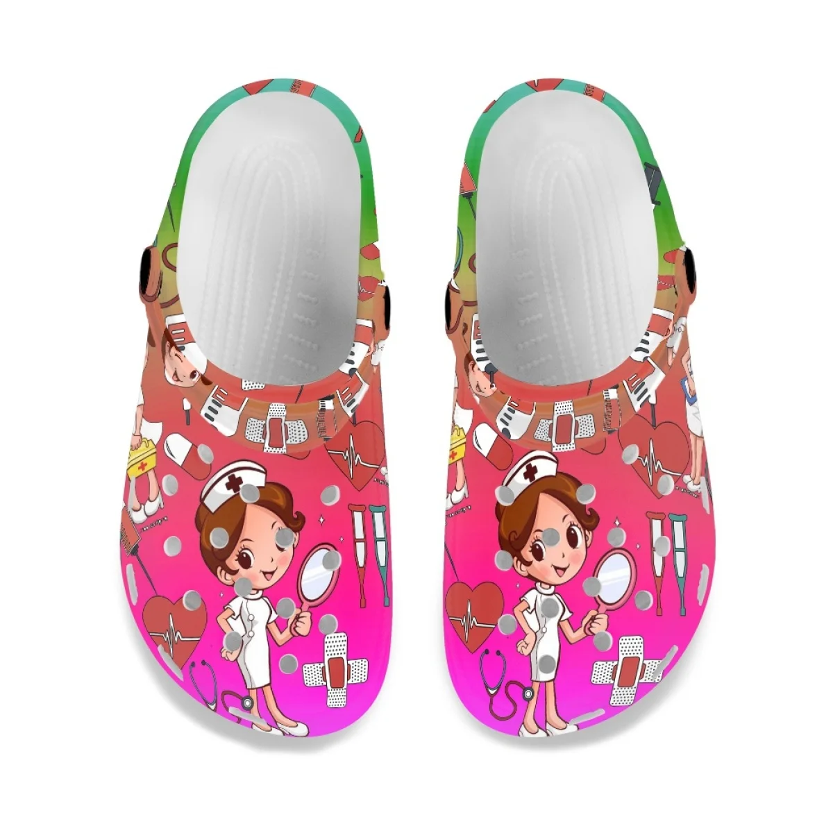 Nurse Doctor Printed Garden Shoes Summer Outdoor Women's Fashion Nursing Slippers Comfortable Lightweight Beach Sandals Female