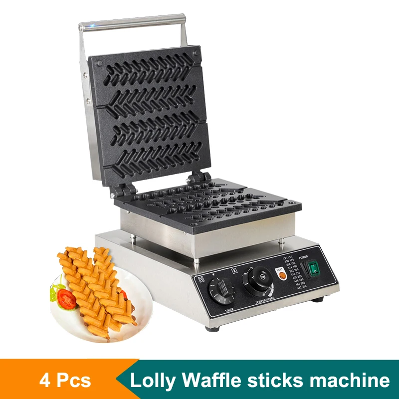 Macchina Per Waffle Per Lecca-Lecca Da 4 Pezzi Per Uso Commerciale In Acciaio Inossidabile Macchina Per Waffle Per Hot Dog Macchina Elettrica Per Waff