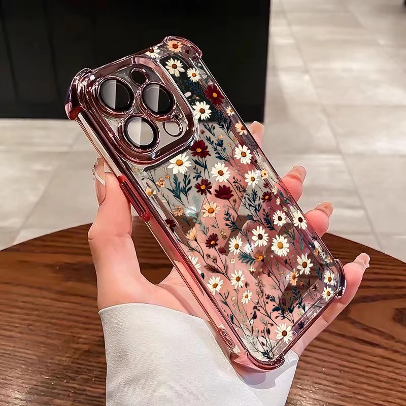 Cute Colorful Daisy Candy Plating Transparent Phone Case