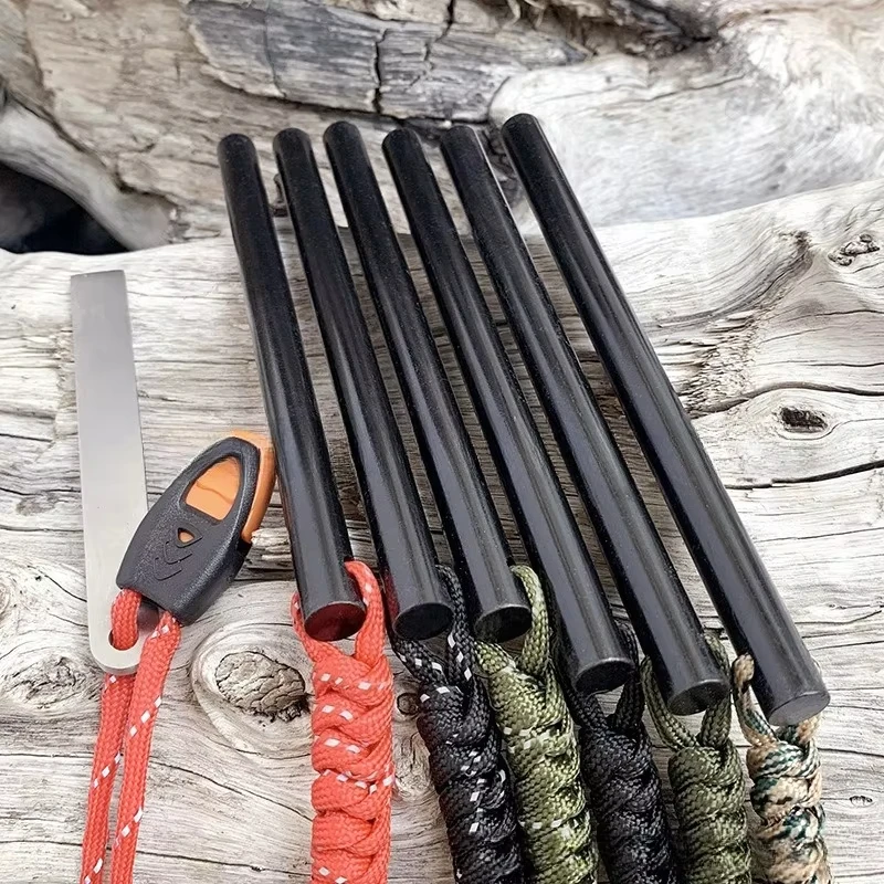 10*150mm Outdoor Flint Magnesium Rod White Steel Scraper Whistle Camping Gnition Flint Rod EDC Survival Fire Starting Tool