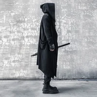 ARENS Men's Tide Spring Autumn Darkwear Warrior Large Size Windbreaker Gothic Style Long Coat Punk Cloak Hooded Wizard 2