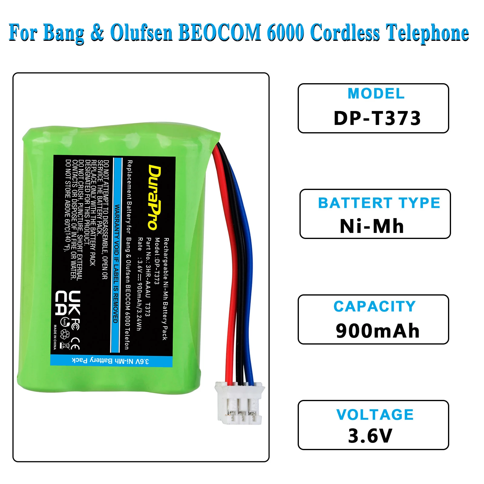 Batteria 700mAh Ni-MH Per Bang & Olufsen Beocom 2 – Verde - 3