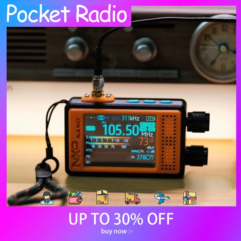 오리지널 미니 포켓 TEF6686 ESP32 NXP-NANO 멀티밴드 라디오 2.4인치 IPS 터치스크린, 2000mAh EDC 휴대용 FM/LW/MW/SW/AIR 수신기