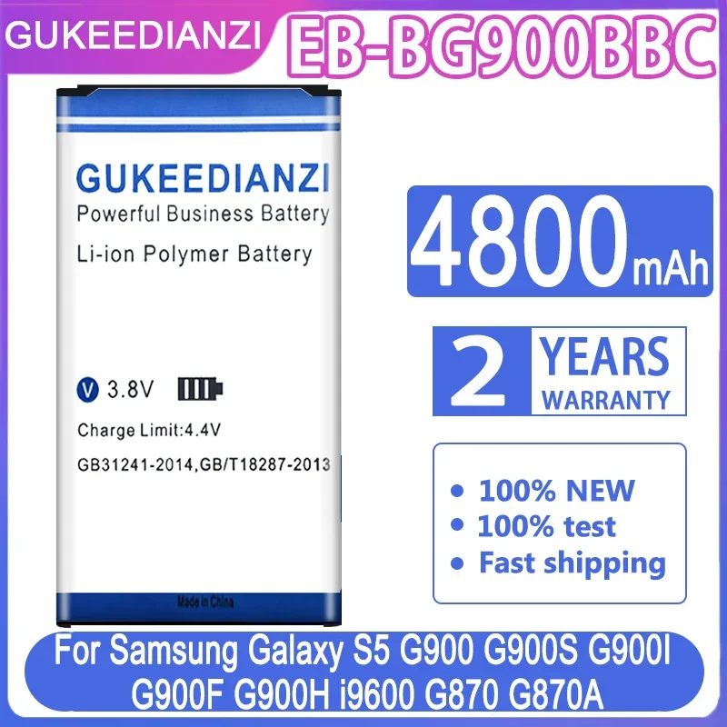 

GUKEEDIANZI Battery For Samsung Galaxy S5 G900 G900S G900I G900F G900H I9600 G870 G870A EB-BG900BBC 4800mah Batteria + Track NO