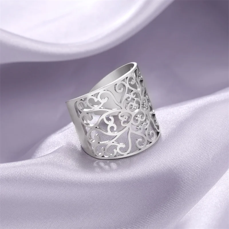 Frau Edelstahl Ringe Vintage verstellbare Blumen ringe für Mädchen ästhetische Goldfarbe Ringe Hochzeit Verlobung schmuck – Detail 13