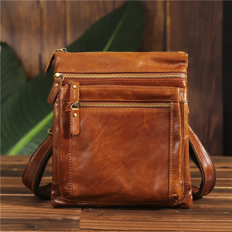 Genuine Leather Men's Crossbody Shoulder Bag - Stylish Messenger Bag