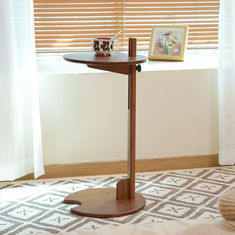 Simple Bamboo and Wood Lift Sofa Side A Few Living Room Furniture Movable Balcony Round Table Small Bedroom Bedside Laptop Table