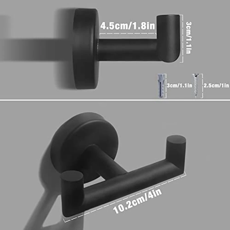 Double Towel Hooks For Bathroom Black Wall Mount Robe Hook Double Towel Hook Holder For Kitchen Bathroom