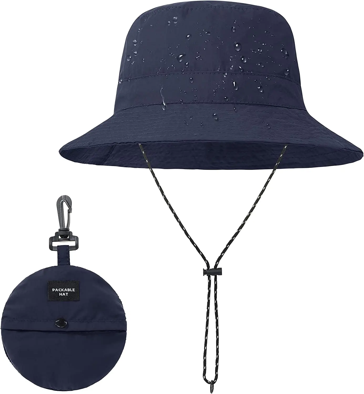  - Summer Large Size Waterproof Bucket Hats Foldable Adjustable Drawstring Fisherman Caps Outdoor Beach Sun Hat Casual Panama Cap