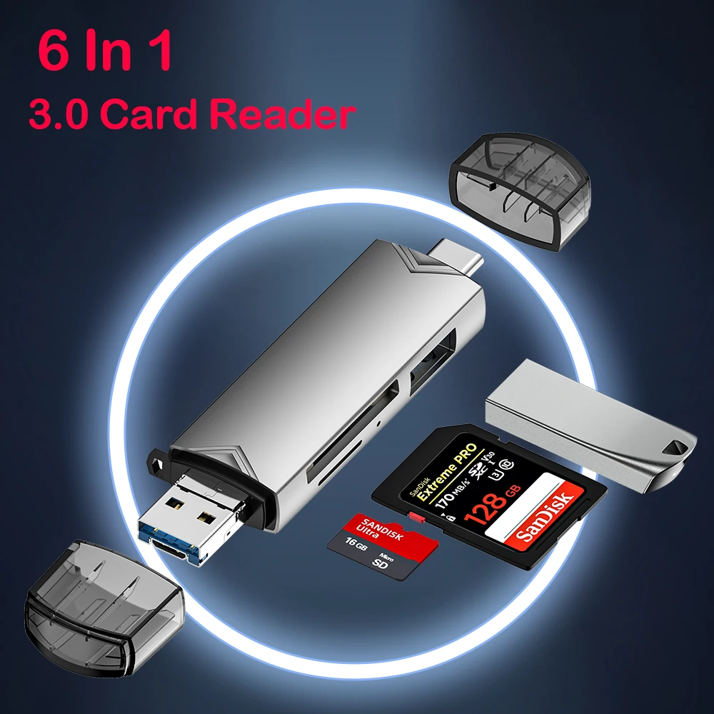 USB 카드 리더기 C 타입 SD TF 마이크로 USB 3.0, 다기능 플래시 드..