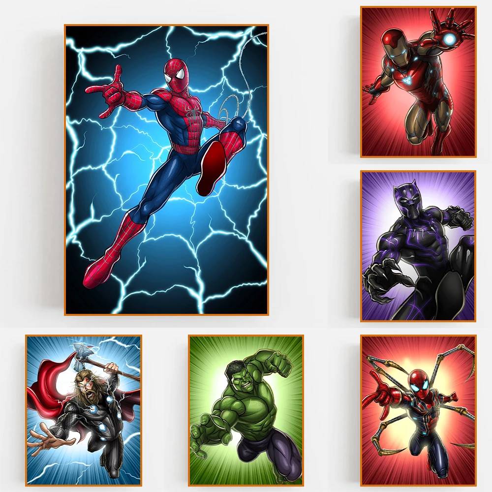 5D DIY Diamond Painting Marvel Spiderman Cartoon Avengers Full Square/Round  Embroidery Mosaic Kit Handmade Art Gift Home Decor