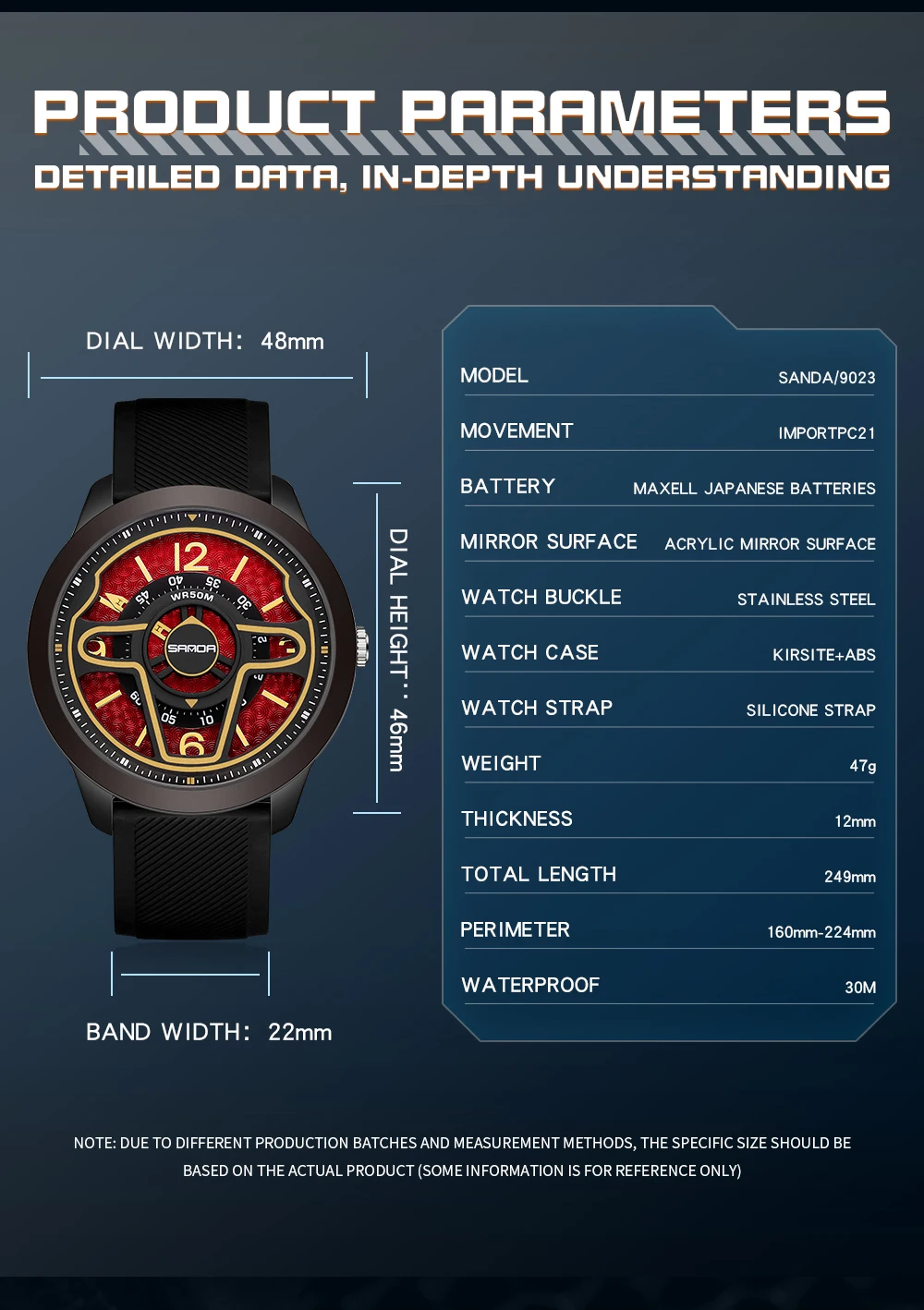 SANDA 9023 Casual Personality Classic Precision Men's Quartz Watches Racing Silicone Fashion Sports 3D Car Steering Wristwatches