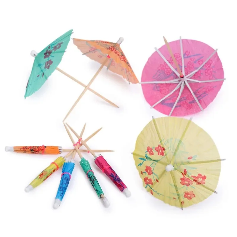 Paper Drink Cocktail Parasols Wedding Paper Umbrella Decoration Umbrellas Tropical Hawaiian Party Cocktail Accessories 50Pcs