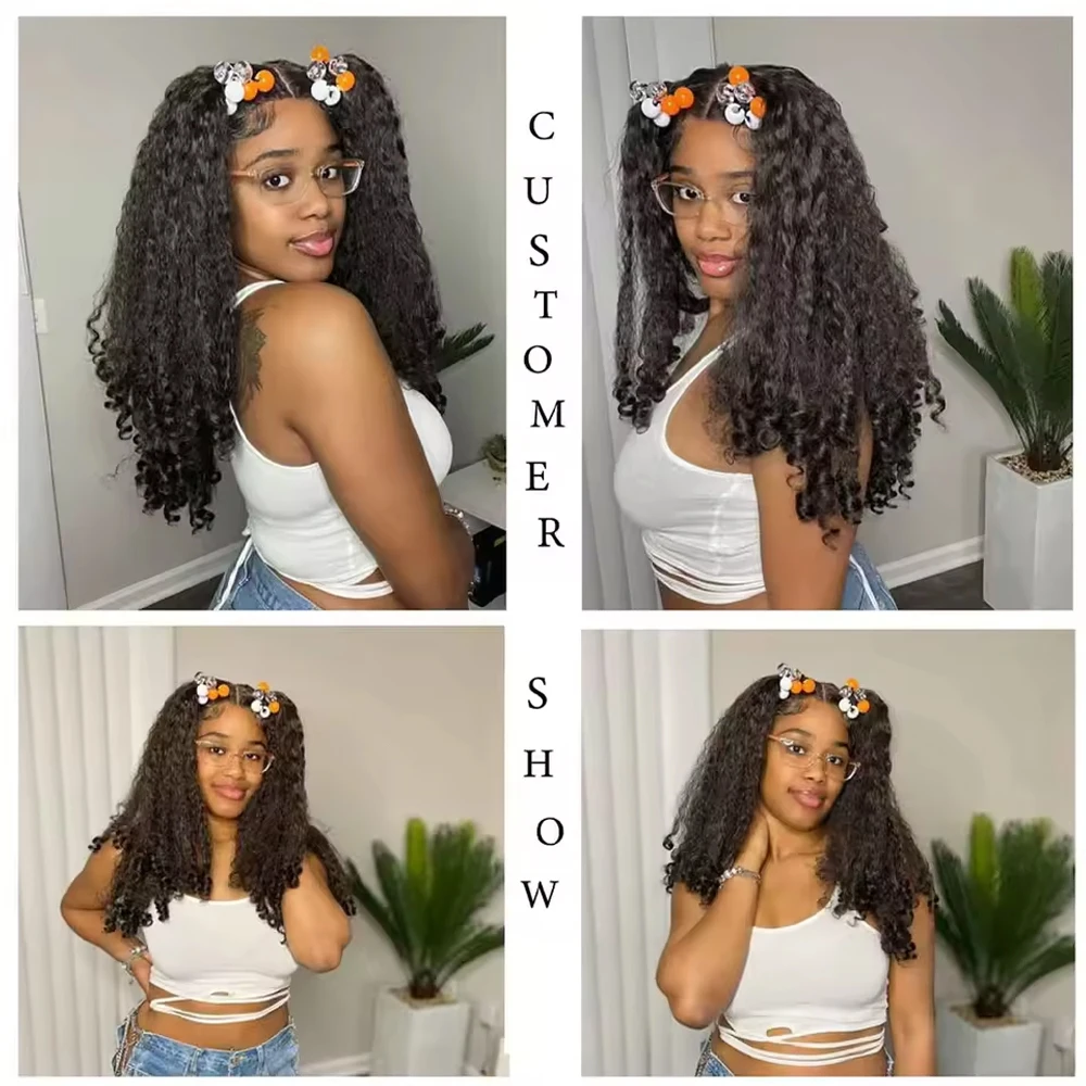 13X6 Kinky Straight Lace Front Wig Dark Brown Fluffy Kinky Straight with Bouncy Curly Ends Lace Frontal Hair Wigs for Black Wome 5