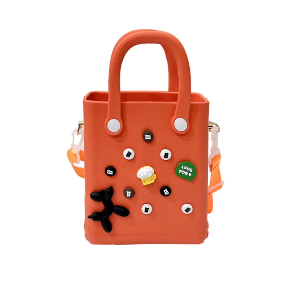Candy Color EVA  Boggs Beach Bags Women Waterproof Cartoon Decorative Hole Sling Bag Female Simple Fashion Cute Mini Handbags